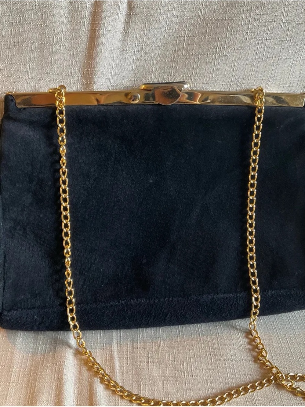 Classic Black Velvet Chain-Handle Evening Bag